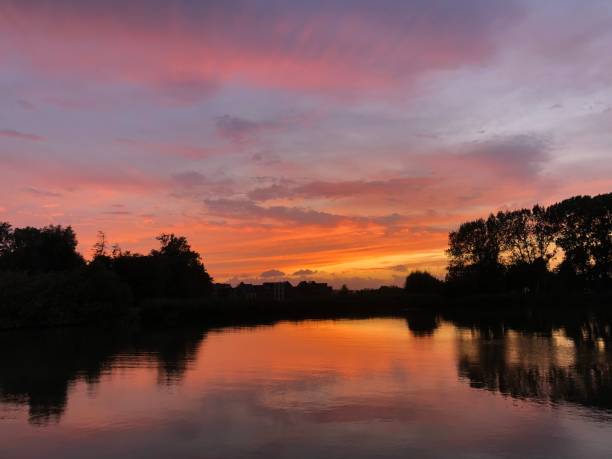istock Colorful Sunset Above River in The Netherlands 1287870937