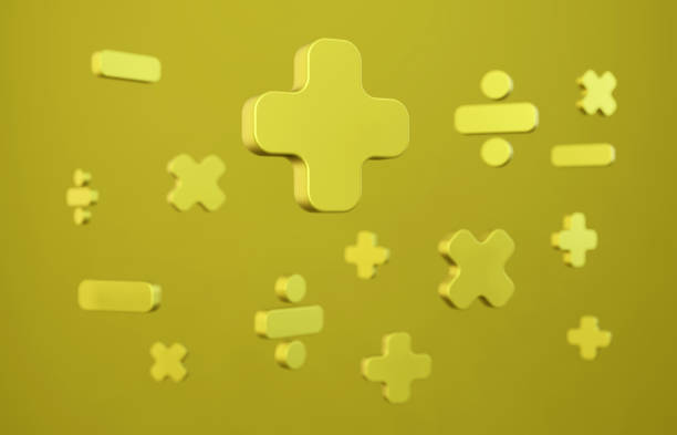 istock 3D Yellow Math symbols On The Yellow Background. Points and prize concept. 1287872251
