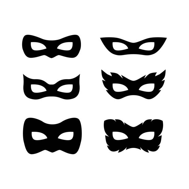 Festive carnival masks silhouette set vector illustration Festive carnival masks silhouette set vector illustration isolated on white background. venezia stock illustrations