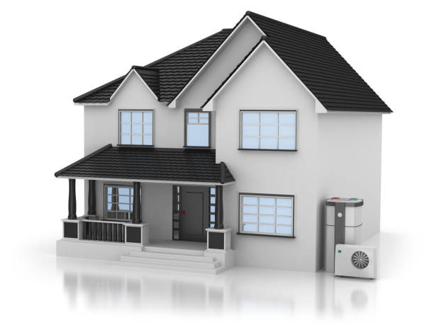 istock Modern House with air Heat Pump 1287873651