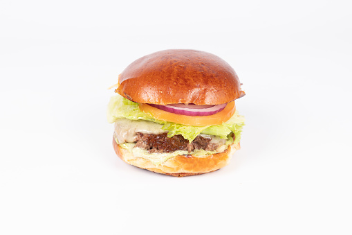 hamburger isolated on white, studio shot