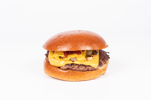 hamburger isolated on white, studio shot