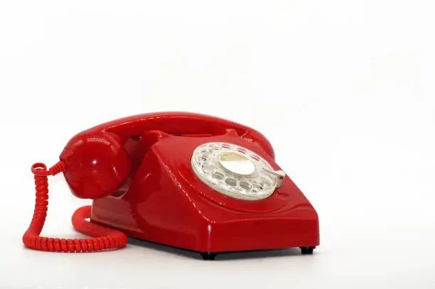 Photo of Red phone unlocked onwhite background