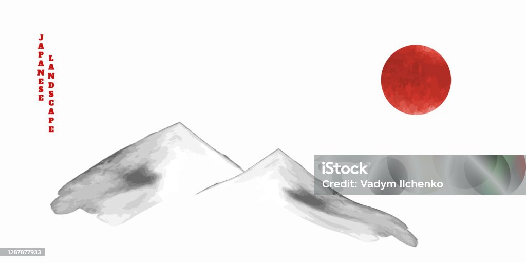 Vector Illustration Minimalist Watercolor Ink Background Traditional  Oriental Painting Japanese Decorative Art Panoramic Landscape Wallpaper  Abstract Grunge Backdrop Hand Drawn Mountains Stock Illustration - Download  Image Now - iStock