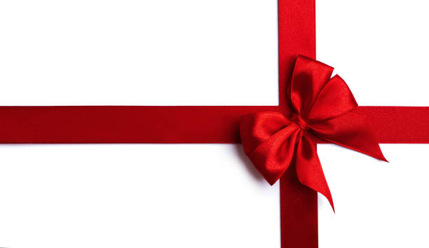 istock Red bow and ribbon on a white background 1287879014