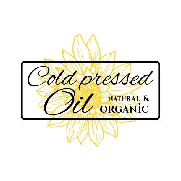 Vector illustration of Natural and organic sunflower oil vector logo template