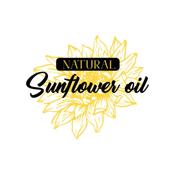 Vector illustration of Natural homemade sunflower oil vector logotype template
