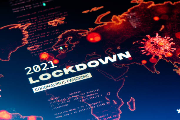 istock Lockdown 2021 Global Pandemic Background on World Map 1287890527