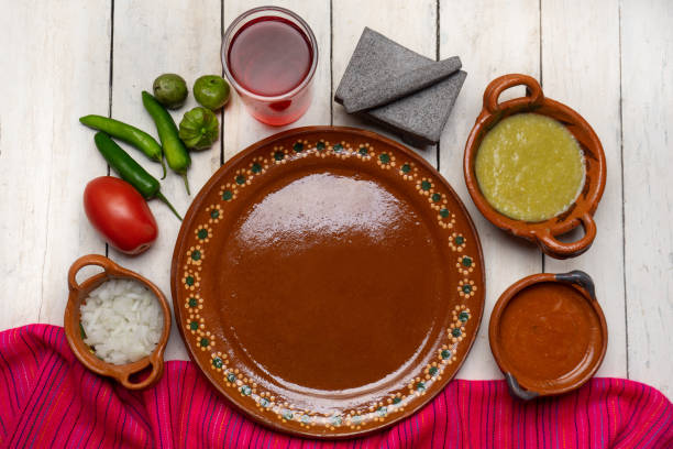istock Mexican white table with sauce and vegetables 1287895147