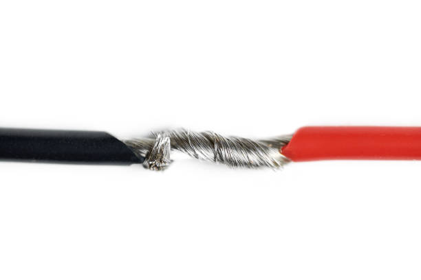 istock Isolated aluminum bare wires of electric cable 1287897684
