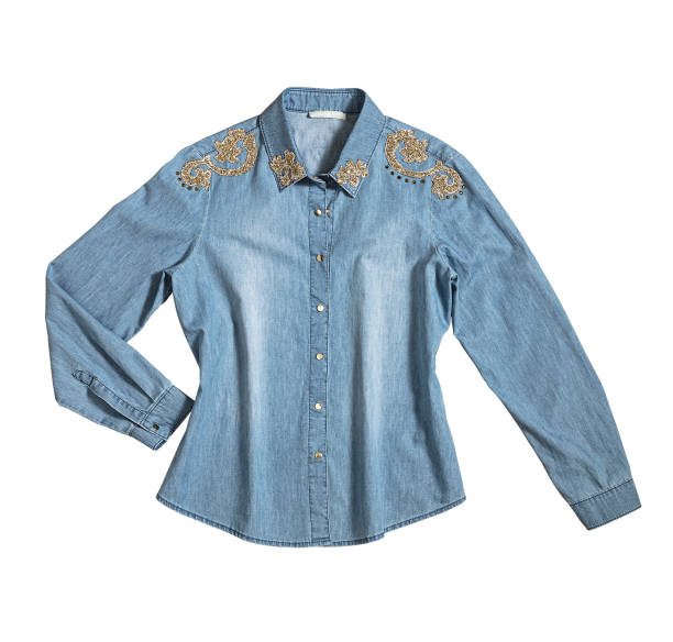 Blue jean shirt isolated on white background