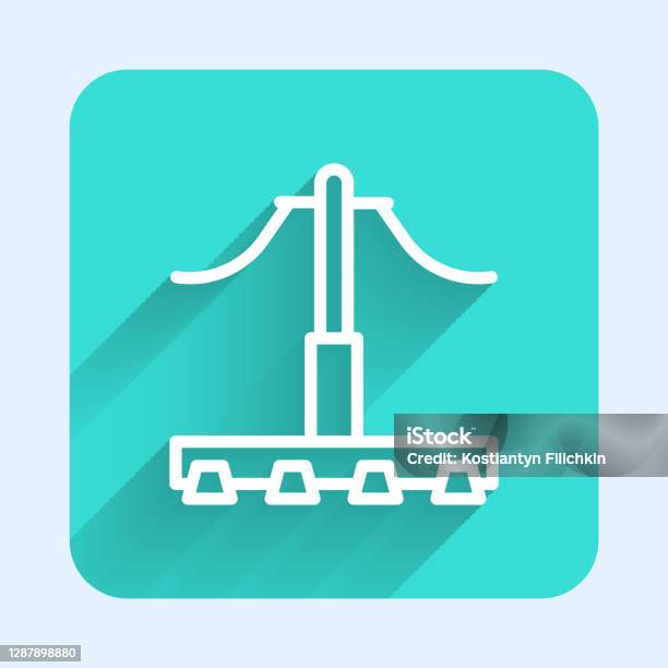 Bayangan Api Vector Ikon Kereta Api Garis Putih Terisolasi Dengan Bayangan Panjang Rel ...