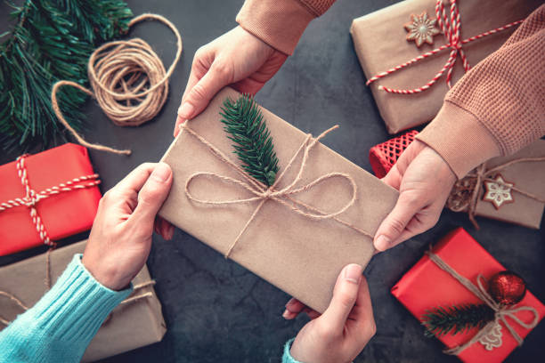 istock Gives a gift Christmas presents with decoration background. 1287900948