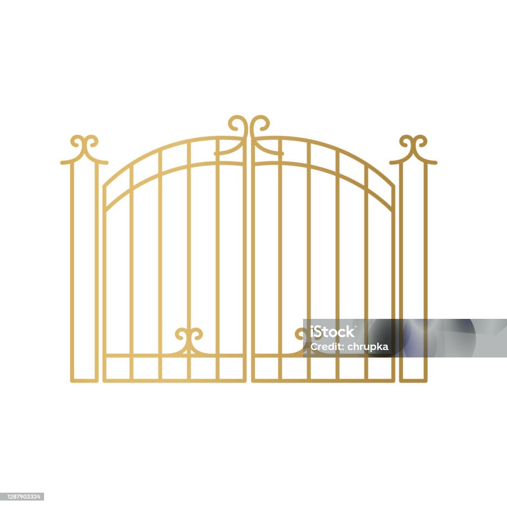 Moderen Gate Vector Golden Modern Gate Stock Illustration - Download Image Now - Fence ...