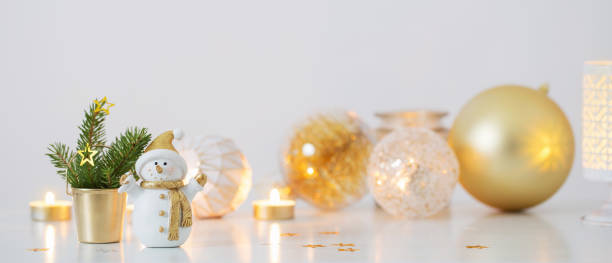 istock Christmas decorations with little ceramic snowman 1287906542