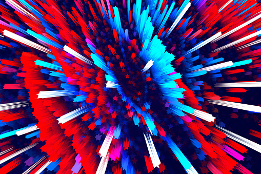 Exploding Galaxy Stars Fireworks 4th of July Abstract Technology Pixelated Colorful Blurred Motion Connection Innovation Ideas Inspiration Infinity Concept Fine Fractal Modern Art