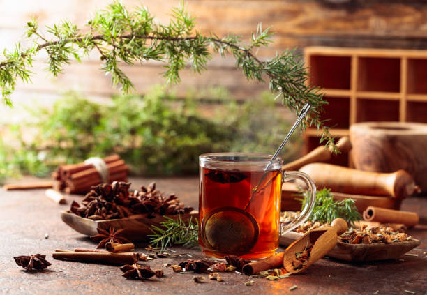 istock Christmas herbal tea with cinnamon, anise, and dried herbs. 1287914838