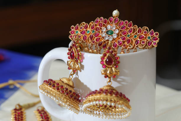 various gold jewelry accessories