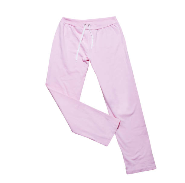 istock Pink sweatpants mock up close up on white background 1287919097