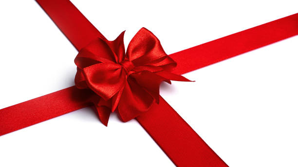 istock Red bow and ribbon on a white background 1287921820