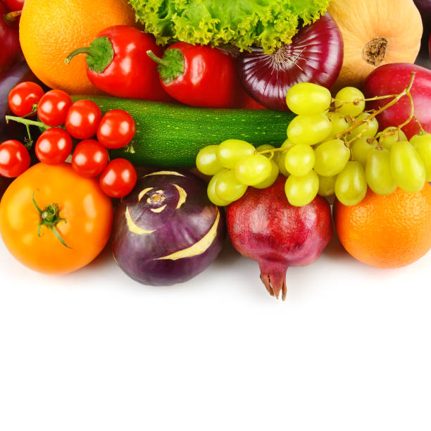 istock Fruits and vegetables isolated on white background. Healthy food. 1287923332