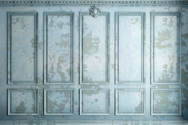 istock Classic wall of old stucco panels blue paint 1287927691
