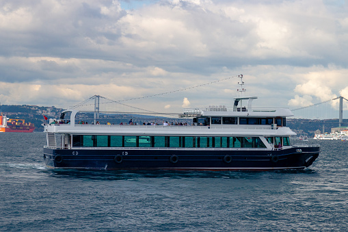 Istanbul, Turkey - October 6, 2019: Boat transport in Istanbul
