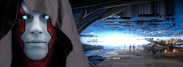 istock Dark Space Pilot and Spaceship Port 1287943186