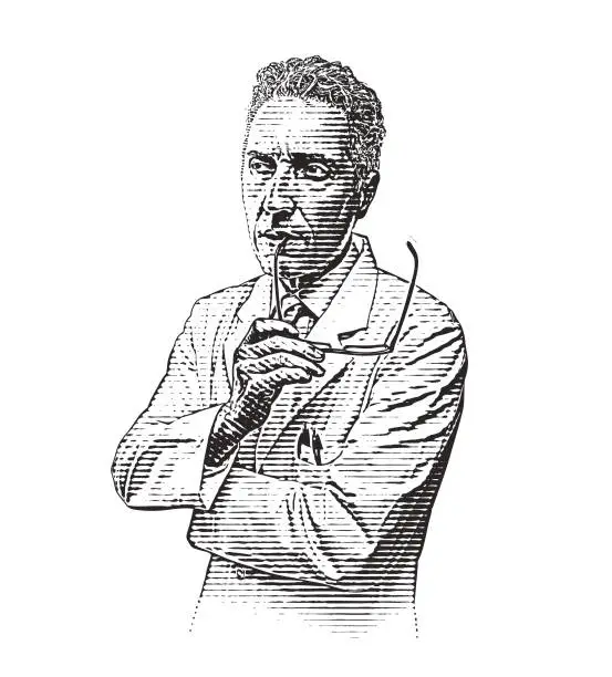 Vector illustration of Doctor with serious expression