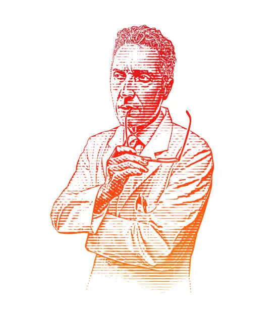 Vector illustration of Doctor with serious expression