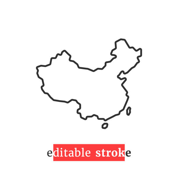 illustrazioni stock, clip art, cartoni animati e icone di tendenza di icona minima modificabile della mappa cina - travel locations europe china beijing