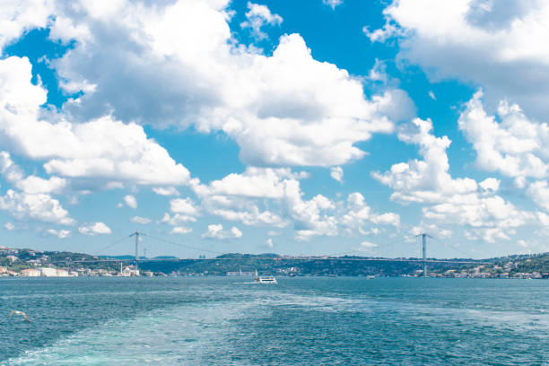 istock Istanbul Bosphorus View and Bosphorus Bridge. clear blue sky 1287951444