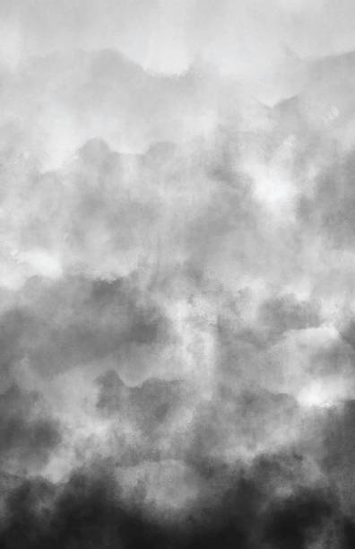 illustrazioni stock, clip art, cartoni animati e icone di tendenza di inquinamento atmosferico fumo nuvole grigie acquerello grunge sfondo astratto con spazio di copia - smoke