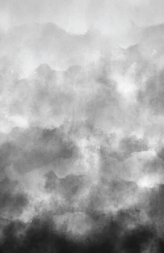 Air Pollution Smoke Gray Clouds Watercolor Grunge Abstract Background with Copy Space