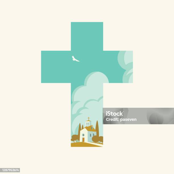 Ilustración de La Cruz Cristiana Con El Paisaje De La Iglesia De Dibujos Animados y más Vectores Libres de Derechos de Pascua - iStock Ilustración de La Cruz Cristiana Con El Paisaje De La Iglesia De Dibujos Animados y más Vectores Libres de Derechos de Pascua - iStock
