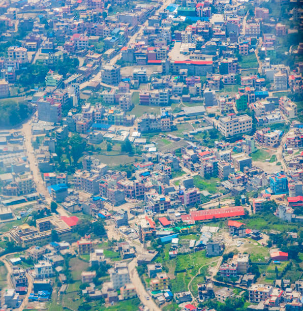 istock Kathmandu Nepal seen from above through the airplane window. 1287957859