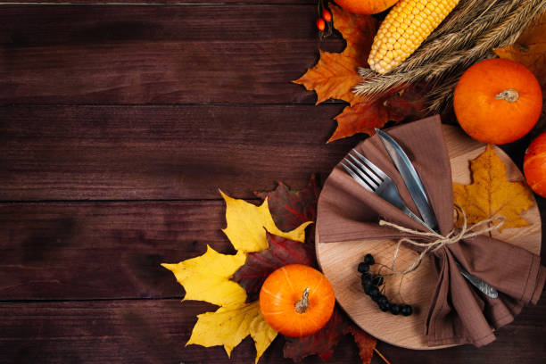 istock Happy Thanksgiving Day. Cutlery setting for festive dinner. 1287961241