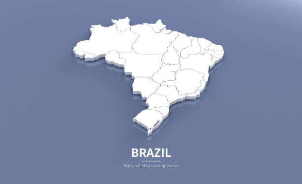 istock Barzil Map 3d. National map 3D rendering set in America continent. 1287962538