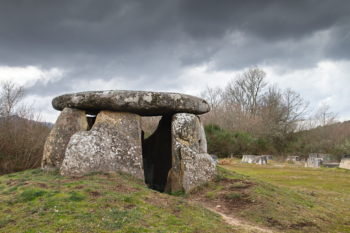 A Casiña da Moura, megalithic dolmen of Maus de Salas, MuiÃ±os, burial monuments in Ourense Province, Galicia, Spain