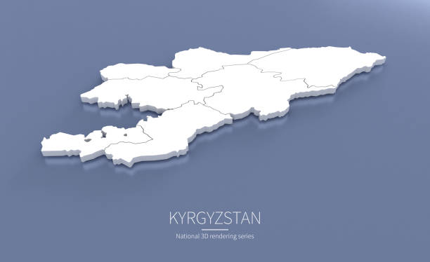 istock Kyrgyzstan Map 3d. National map 3D rendering set in Asia. 1287965054