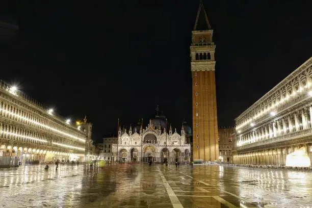 St.Mark's square in Venice Italy by night