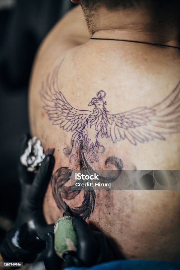 Close Up Of Tattoo Artist Tattooing A Man In Studio Stock Photo - Download  Image Now - iStock