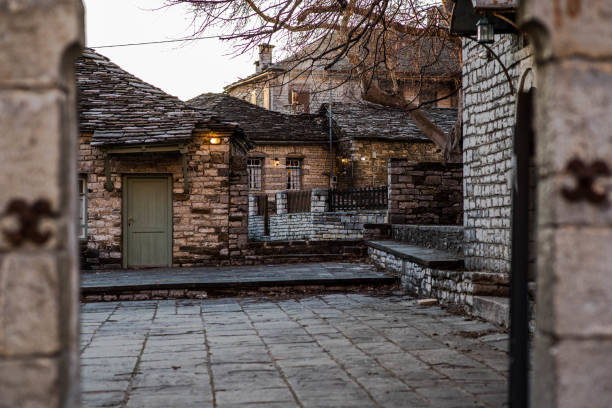 Papigko's village square, Zagorochoria, Epirus, Greece