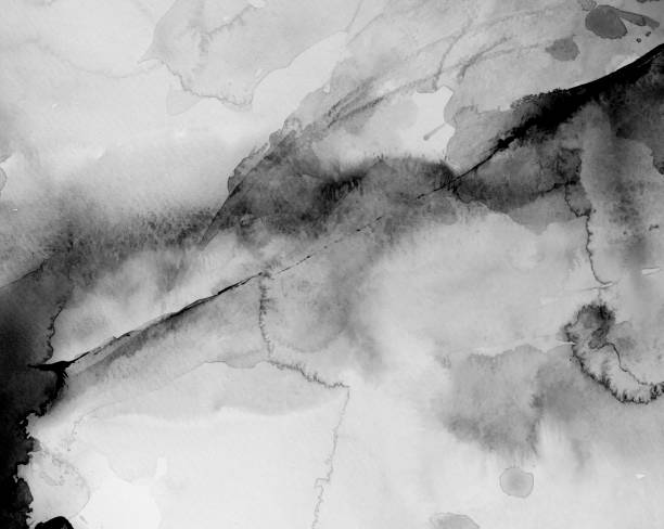istock Black and white abstract watercolor on paper 1287980199