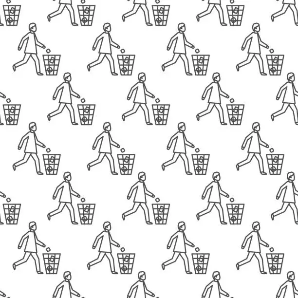 Vector illustration of Thin Line Environment Icons Repeating pattern