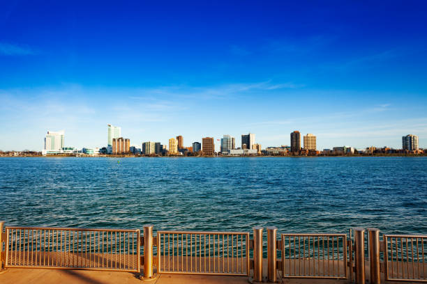 istock Windsor Ontario Canada from Detroit embarkment USA 1287984184