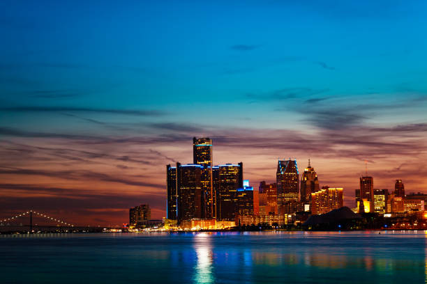 istock Detroit downtown skyscrapers from sunset point 1287984200