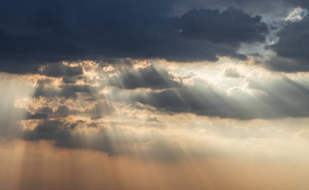 istock The cloudy beautiful sky with the light shining from the sun. 1287984352