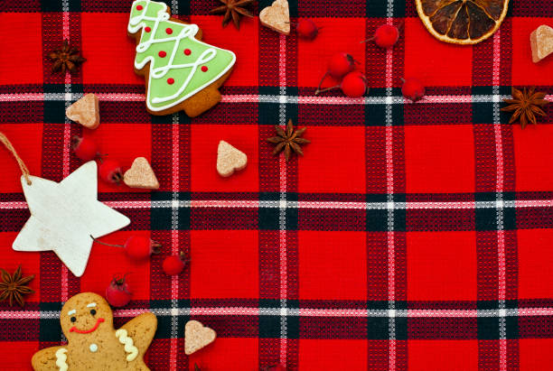 istock Christmas greeting card with cookies and spices 1287995316