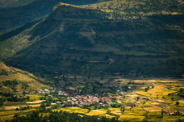 istock Panoramic view of scenic hills, clouds and sky. 1288001465